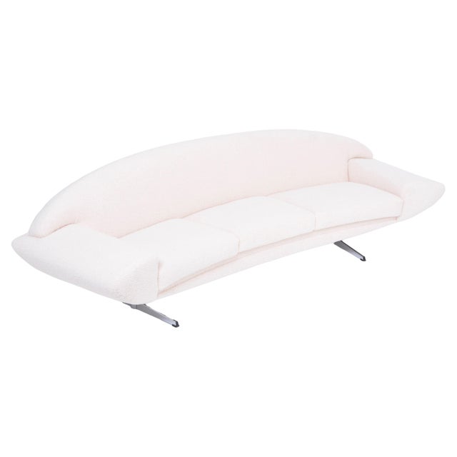 Mid-Century White Teddy Fur Capri Sofa attributed to Johannes Andersen, 1960s For Sale - Image 18 of 18