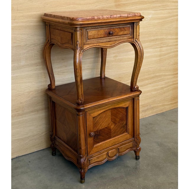 Wood French Bedside Tables with Cabriole Legs, 1950s, Set of 2 For Sale - Image 7 of 18