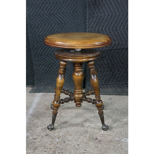 Antique Victorian Birch Ball & Claw Piano Organ Stool Seat Rest For Sale - Image 4 of 17