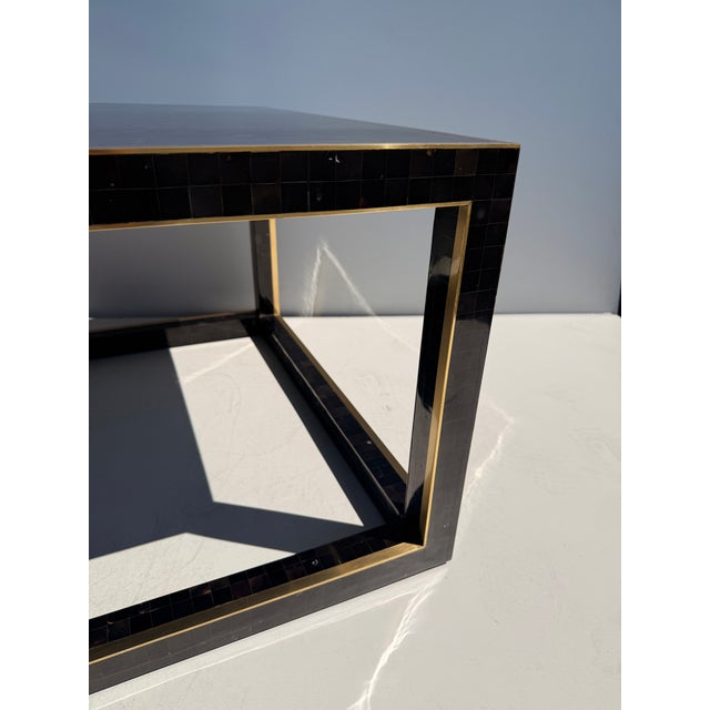 1980s Tessellated Horn and Brass Coffee Table For Sale - Image 10 of 12