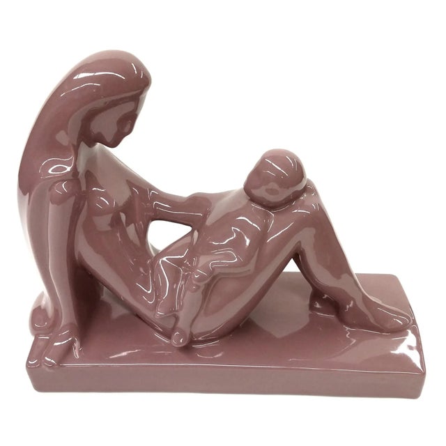 Ceramic Royal Haeger Art Deco Mother and Child Ceramic Statue For Sale - Image 7 of 9