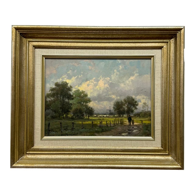 Hans Van Moerkerken (1950-Present) Dutch Spring Landscape Painting For Sale