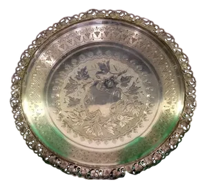 Silver Tray with Leaf-Shaped Rack and Guilloche Engravings