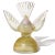 Beautiful vintage Murano hand blown white, pink and gold flecks Italian art glass bird on base figurine, paperweight....