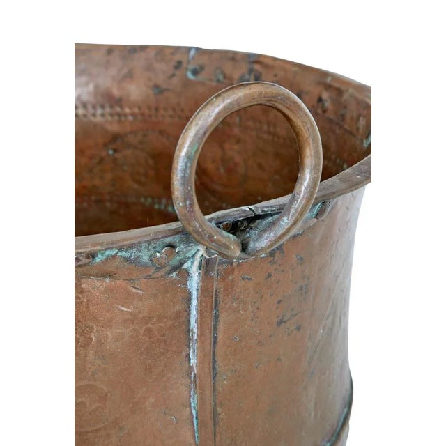 Gold Antique Embossed Cooking Pot in Brass and Copper For Sale - Image 8 of 9