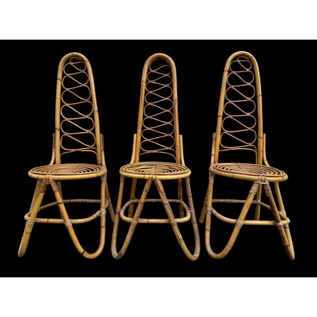 Set of 3 magnificent bamboo chairs by Dirk Van Sliedrecht for Rohe Noordwolde, 1960 Beautiful and elegant mid century...
