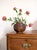 Vintage brutalist style ceramic globe vase with concentric horizontal ridges in the manner of mid century modern designer...