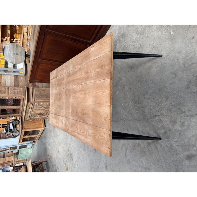 1960s Vintage Fir Table with Tolix Legs For Sale - Image 5 of 8