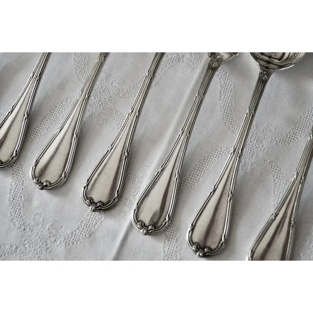Vintage French Rubans Box Silver-Plated Dessert Cutlery from Christofle, 1960s, Set of 24 For Sale - Image 4 of 9