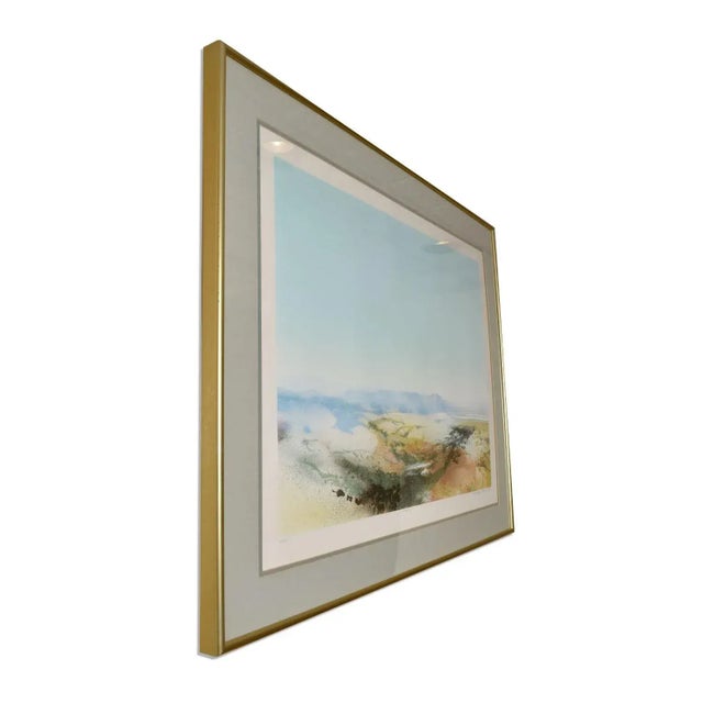 1980s Large Scale John Maxon Hi Rider Watercolor Abstract Landscape Aquatint Etching For Sale - Image 5 of 12