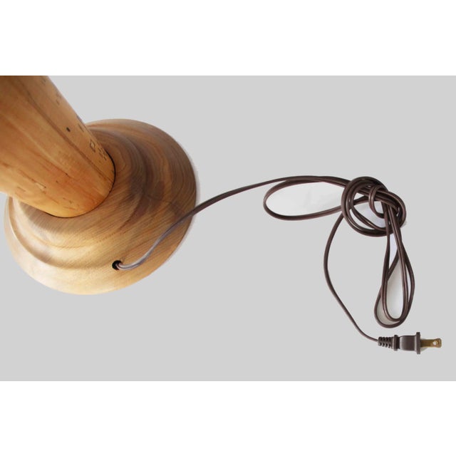 Rustic Wooden Lamp - Hand Turned Wood For Sale - Image 3 of 7