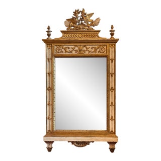 1950s Louis XVI Style LaBarge Mirror With Gilded Crest For Sale