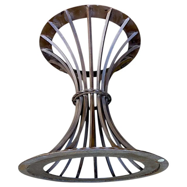Modern Kreiss Trieste Collection 60" Round Travertine & Wrought Iron Center or Dining Table For Sale - Image 13 of 14