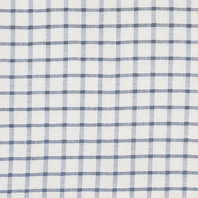 Schumacher X Vogue Living Pauline Check Casement Fabric in Blue For Sale