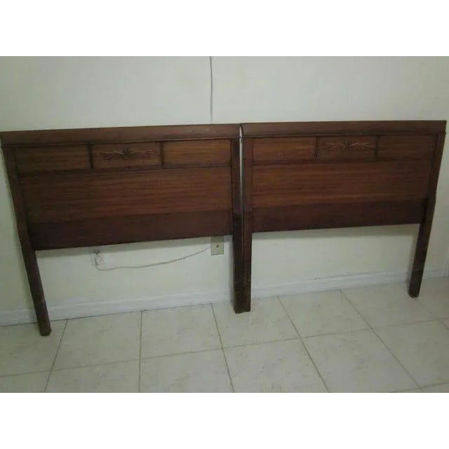 Wood 1980s Vintage Mid Century Twin Headboard Mahogany Set of Two For Sale - Image 7 of 12