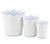 White & Pale Blue Scalloped Bucket Wastepaper Basket/Planter Set, Set of 3 For Sale