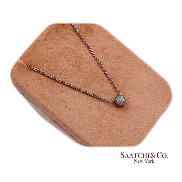 18k(750) White Gold Natural Diamond Pendant Necklace With Chain For Sale - Image 10 of 13