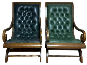 Set of Mid-Century Chesterfield Style Lounge Chairs in Green Leather