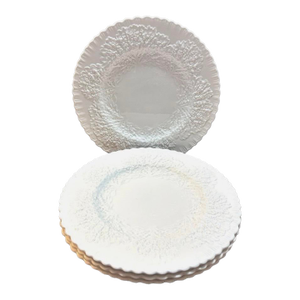 1930s Spode Savoy Cabbage Leaf Embossed White Dinner Plates — English Bone China, Set of 4