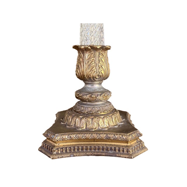 Vintage Statuesque Hollywood Regency Crystal Tray-Table Floor Lamp For Sale In Los Angeles - Image 6 of 8