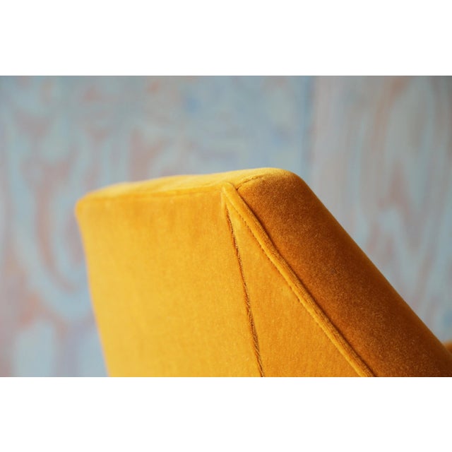 1950s 1950s Henry Glass Lounge Chair Brass Legs Gold Mohair Mid Century Modern For Sale - Image 5 of 13