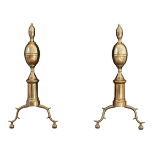 Federal Style Brass Double Lemon Top Brass Andirons