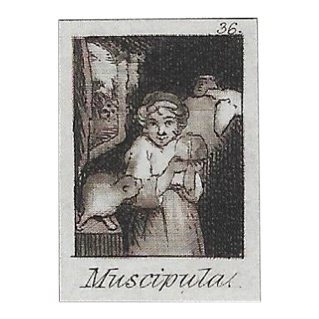 Muscioula and Cat Miniature Engraving For Sale