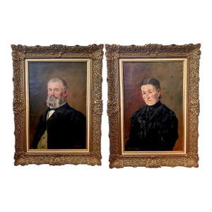 Pair of Signed Hungarian Portrait Paintings Attributed to F. Petkó Zsigmond, Dated 1906–1907