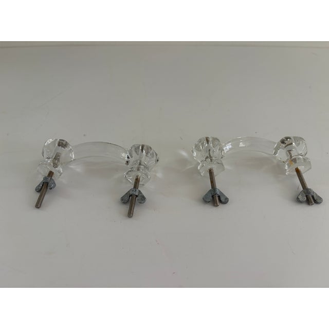 Pair of Vintage Clear Glass Bridge Drawer Pulls, 1930s–1940s Glass Cabinet Knobs== For Sale - Image 16 of 18