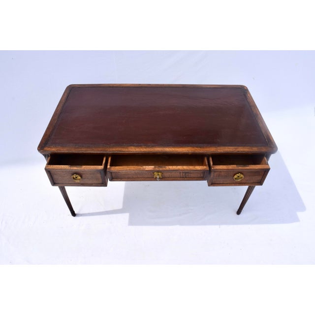 Louis XVI Style Leather Writing Desk by Cassard Et Cie, Paris, 1920s For Sale - Image 13 of 13