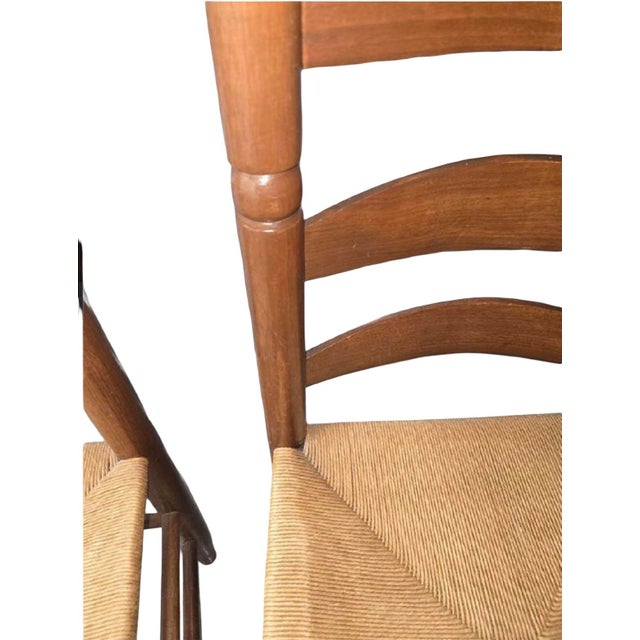 Vintage American Tall Ladder-Back Rush Seat Dining Chairs — Set of 3 For Sale - Image 9 of 11