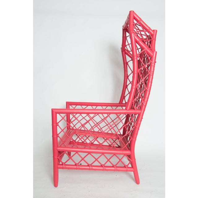 1960s Chinese Red Rattan Canopy Chair by Empire Rattan Co. For Sale In New York - Image 6 of 13