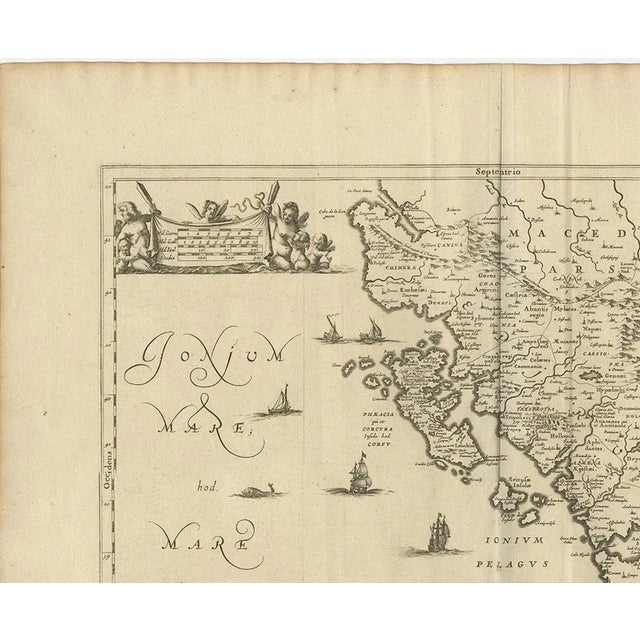 Antique Map of Epirus Albania by J. Janssonius, 1650 For Sale - Image 4 of 10
