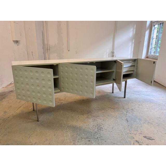 White Sideboard with Circular Relief Pattern For Sale - Image 6 of 11