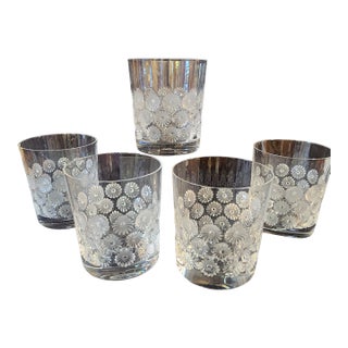1970s Lalique Napsbury Crystal Double Old Fashioned Glasses - Set of 5 For Sale