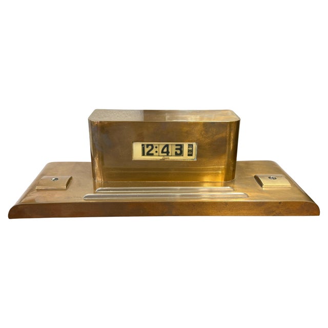 1930s Lawson Art Deco Copper Clock in Working Order For Sale - Image 9 of 18