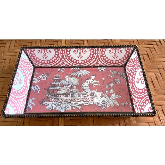 Red Chinoiserie Glass Tray For Sale - Image 8 of 8