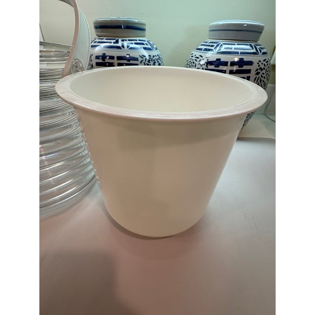Vintage Lucite Ribbed Honeycomb Ice Bucket With Removable Insert For Sale - Image 11 of 13