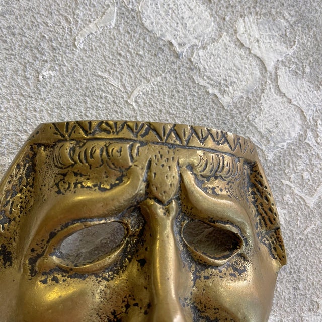 Metal Decorative Mask in Brass from the Classical Greek-Roman Theatre, 1800s For Sale - Image 7 of 9