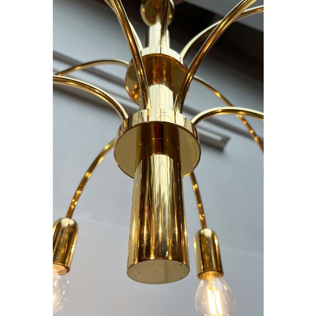 Gold Vintage German Brass Chandelier from Star Leuchten, 1970s For Sale - Image 8 of 18