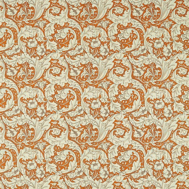 Morris & Co Bachelors Button Fabric in Burnt Orange/Sky For Sale