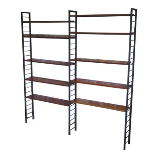 1960s Staples Ladderax Shelving Unit, Teak Mid-Century Similar to String Shelves For Sale