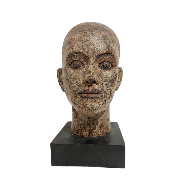John Davies, Rare Cast Painted Bronze Head Sculpture British Realist Sculptor John Davies, 1991 For Sale