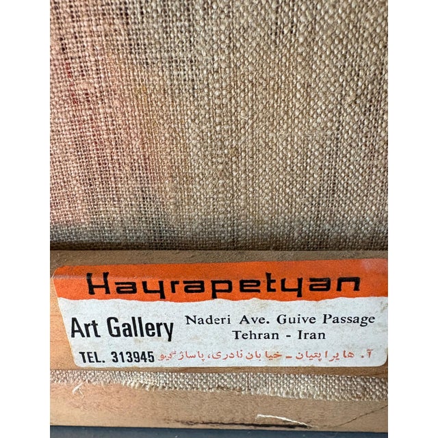 1970s Iranian Oil Portrait Painting on Linen Canvas, Framed 1974–75 Signed Ali-Sh Vintage For Sale - Image 5 of 8