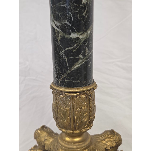 Vintage French Empire Neoclassical Style Marble and Gilt Bronze Table Lamps - a Pair For Sale In Denver - Image 6 of 14