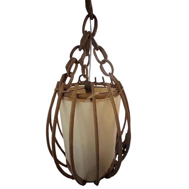 Wicker Pendant Light from Louis Sognot, 1960s For Sale - Image 10 of 10