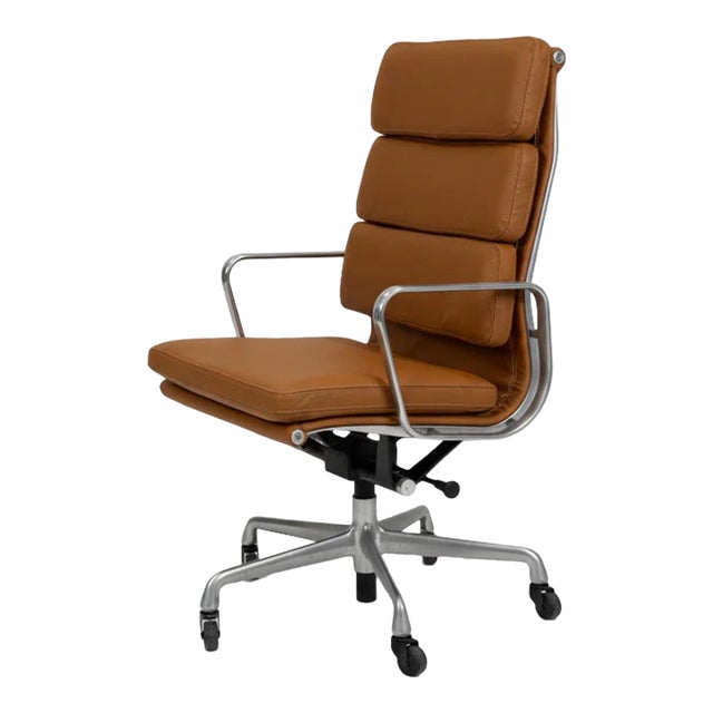 Late 20th Century Herman Miller Eames Aluminum Group Executive Chairs Cognac Leather For Sale