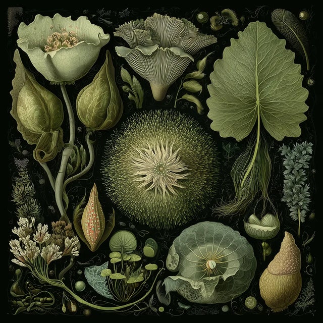 Set of 15 - 90' X 54' Evergreen Organic Modern Gallery Wall Installation Botanical Prints - Dark Green, Unframed For Sale - Image 9 of 17