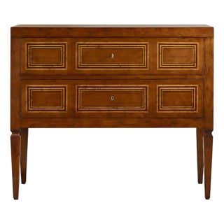 Italian Neo Classic Inlaid Chest in Fruitwood For Sale