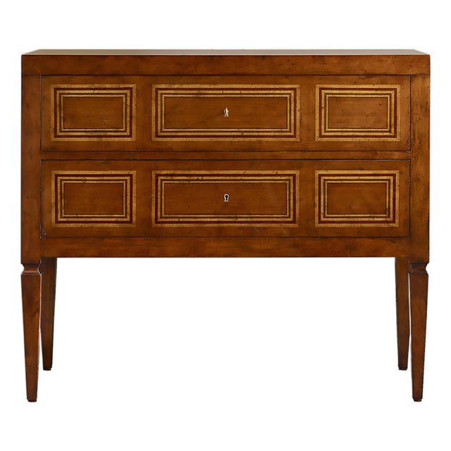 Italian Neo Classic Inlaid Chest in Fruitwood For Sale